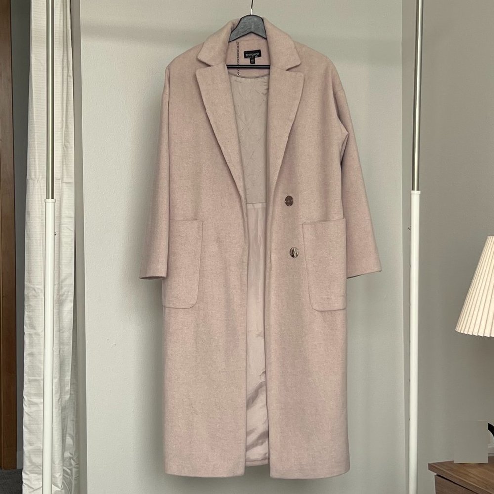 Topshop Pink Longline Coat